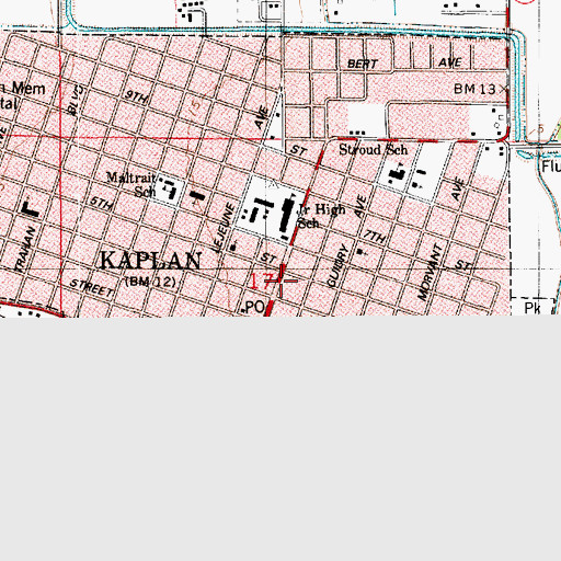 Topographic Map of Kaplan Police Department, LA