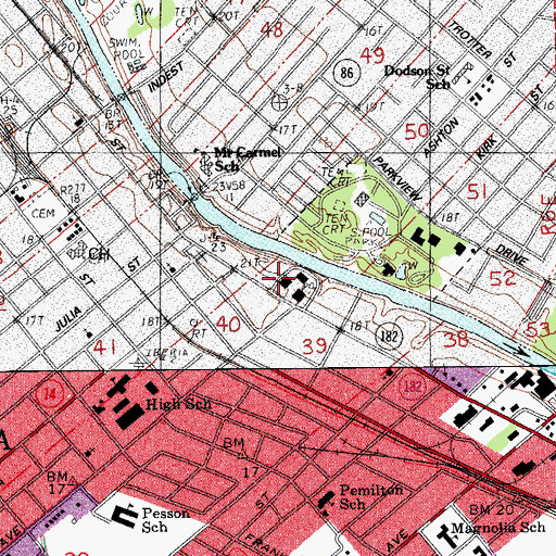 Topographic Map of New Iberia Police Department - Traffic Section, LA