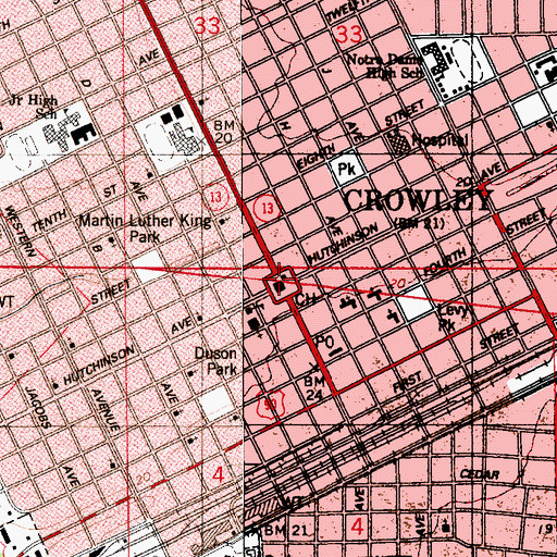Topographic Map of Acadia Parish Sheriff's Department - Tax Collector, LA