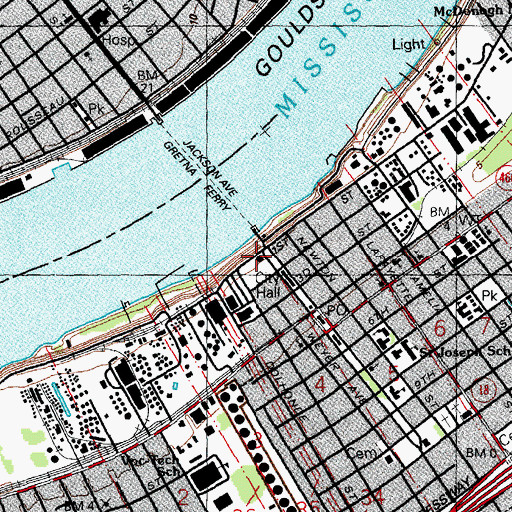 Topographic Map of Gretna Police Department - Police Reports, LA
