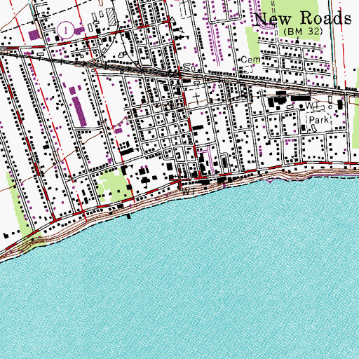 Topographic Map of New Roads Police Department, LA