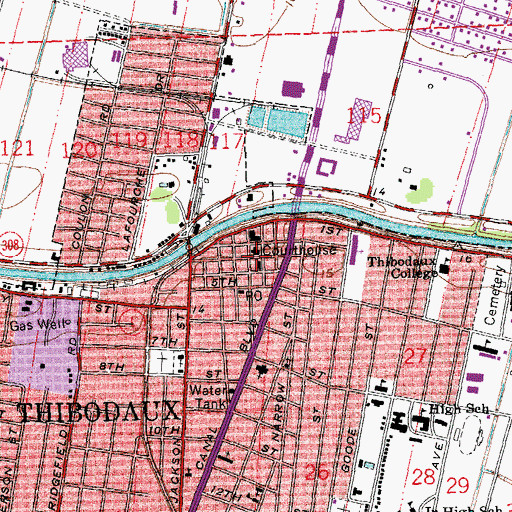 Topographic Map of Lafourche Parish Sheriff's Office - Civil Criminal and Probate, LA