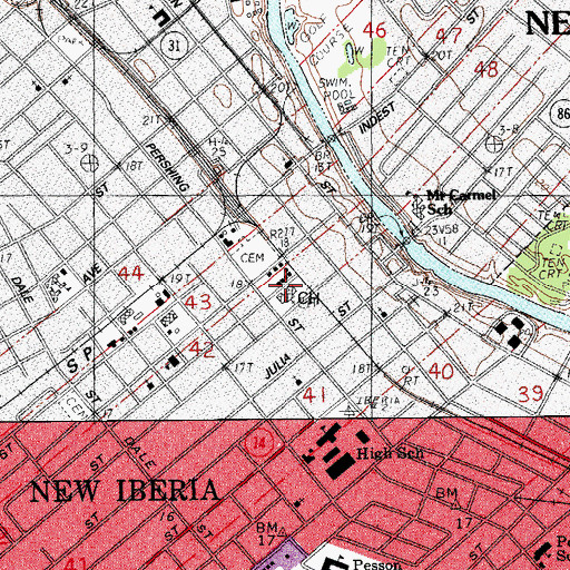 Topographic Map of Iberia Parish Sheriff's Department, LA