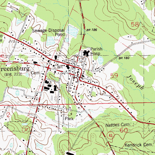 Topographic Map of Saint Helena Parish Police Jury, LA