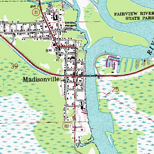 Topographic Map of Madisonville Police Department, LA