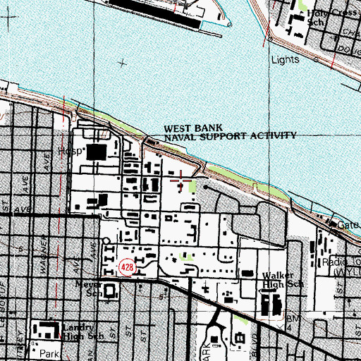 Topographic Map of New Orleans Police Department 4th District Station, LA