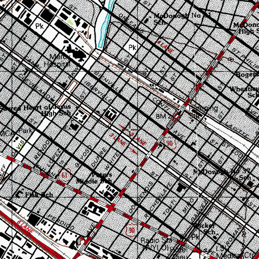 Topographic Map of New Orleans Regional Transit Authority, LA