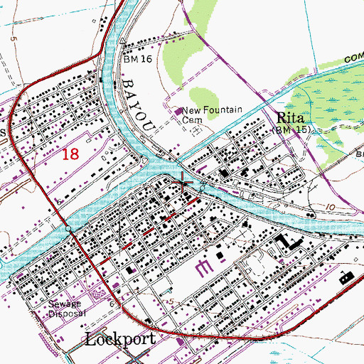 Topographic Map of Lafourche Parish Sheriff's Office Communications Office, LA