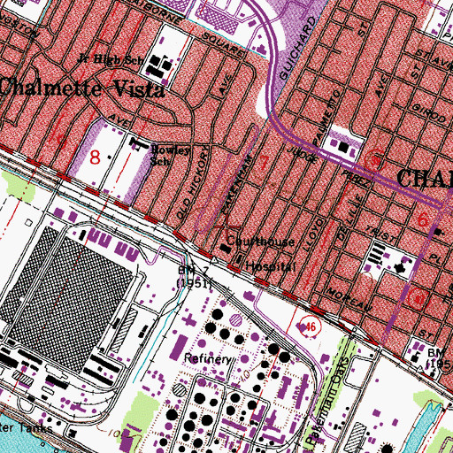 Topographic Map of Saint Bernard Parish Sheriff's Office, LA
