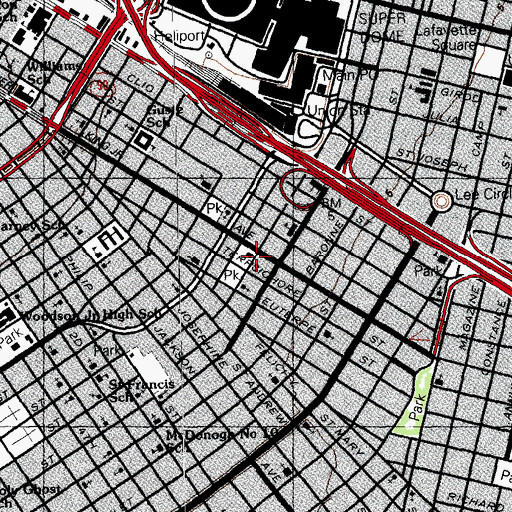 Topographic Map of New Orleans Police Department 6th District Station, LA