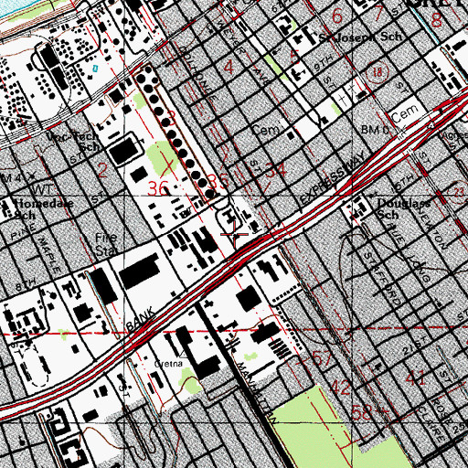 Topographic Map of Jefferson Parish Sheriff's Office, LA