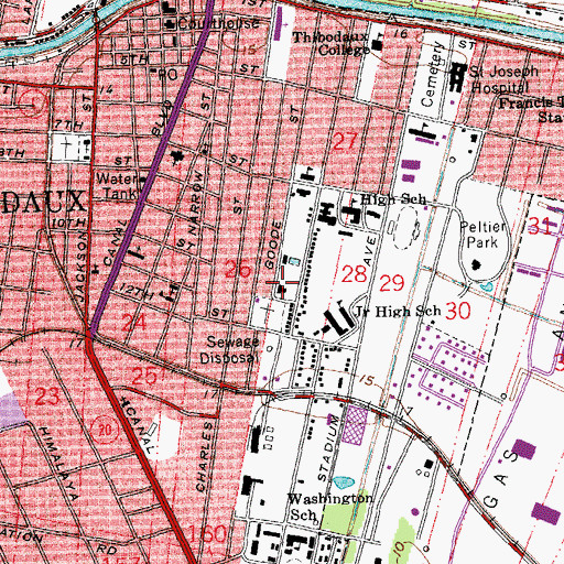 Topographic Map of Lafourche Parish Sheriff's Office Training Academy, LA