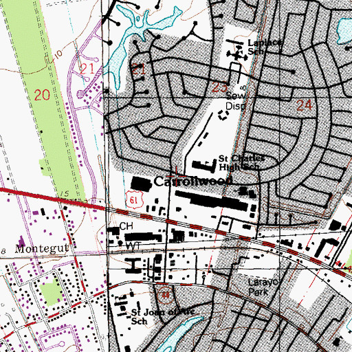Topographic Map of Saint John Parish Sheriff's Office - Bureau of Narcotics, LA