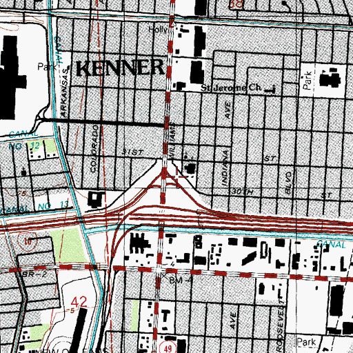 Topographic Map of Louisiana State Police Troop B, LA