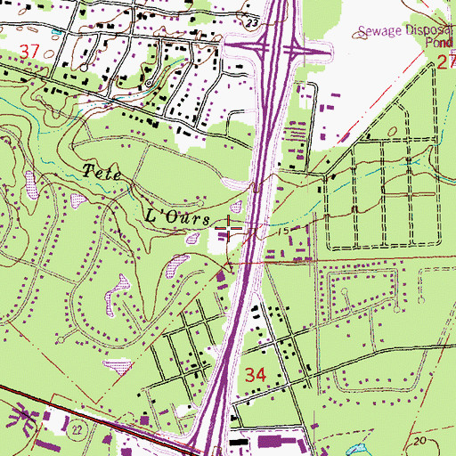 Topographic Map of Louisiana State Police Troop L, LA