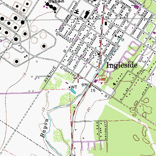 Topographic Map of Ingleside Volunteer Fire Department, TX