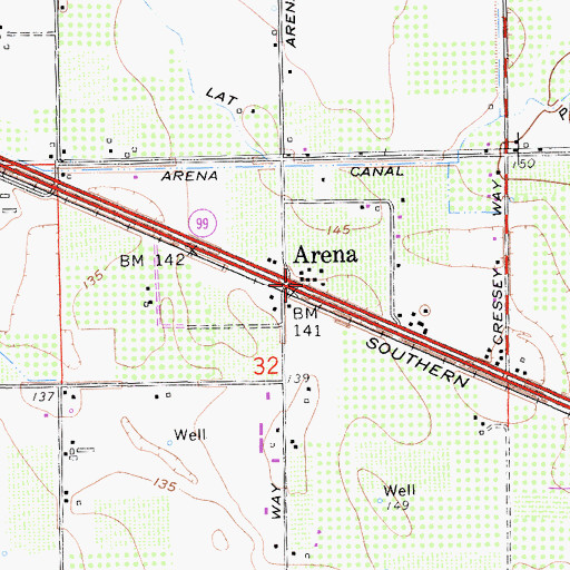 Topographic Map of Arena, CA