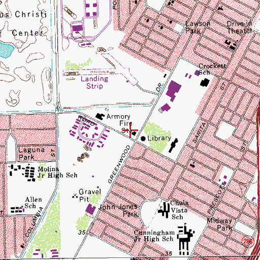 Topographic Map of Corpus Christi Fire Department Station 10, TX