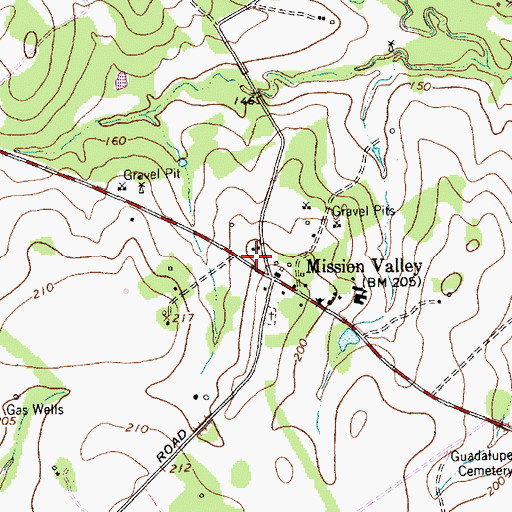 Topographic Map of Mission Valley Volunteer Fire Department, TX