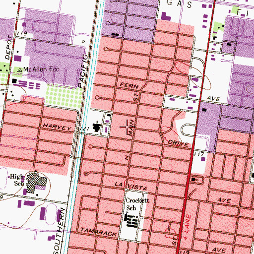 Topographic Map of McAllen Fire Department Station 2, TX
