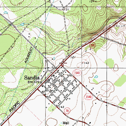 Topographic Map of Sandia Ambulance Services, TX