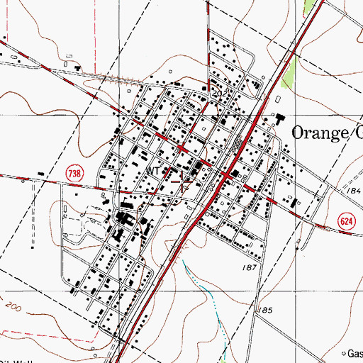 Topographic Map of Orange Grove Volunteer Fire Department, TX