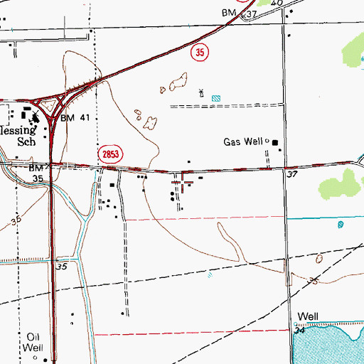 Topographic Map of Tres Palacios Oaks Volunteer Fire Department, TX