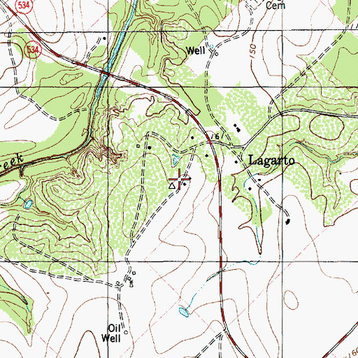 Topographic Map of Lagarto Volunteer Fire Department, TX