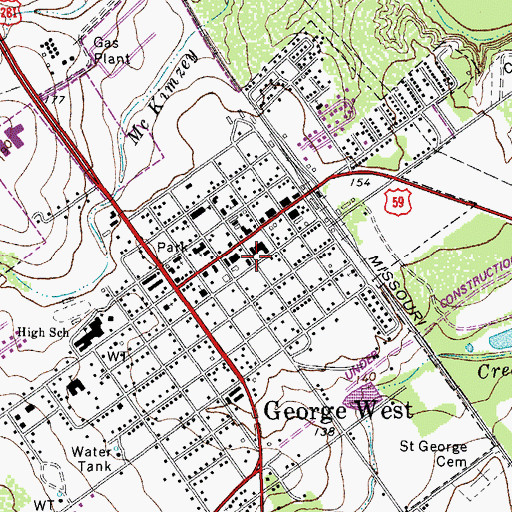 Topographic Map of George West Fire Department, TX