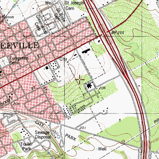 Topographic Map of Skidmore Fire Department, TX
