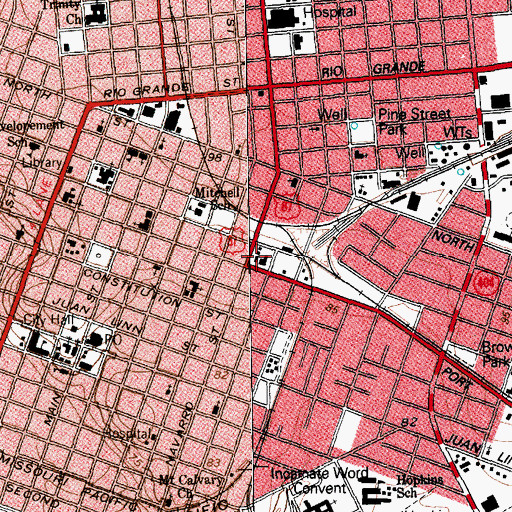 Topographic Map of Victoria Fire Department Station 1, TX