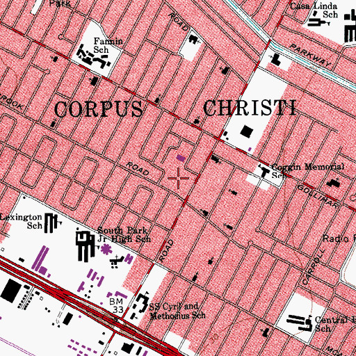 Topographic Map of Corpus Christi Fire Department Station 8, TX