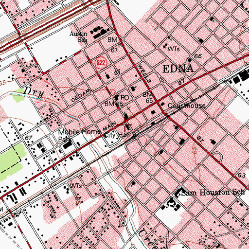 Topographic Map of Edna Fire Department, TX