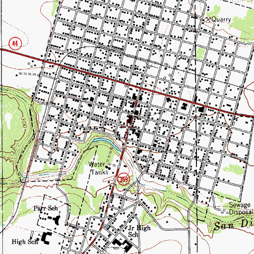 Topographic Map of San Diego Fire Department, TX