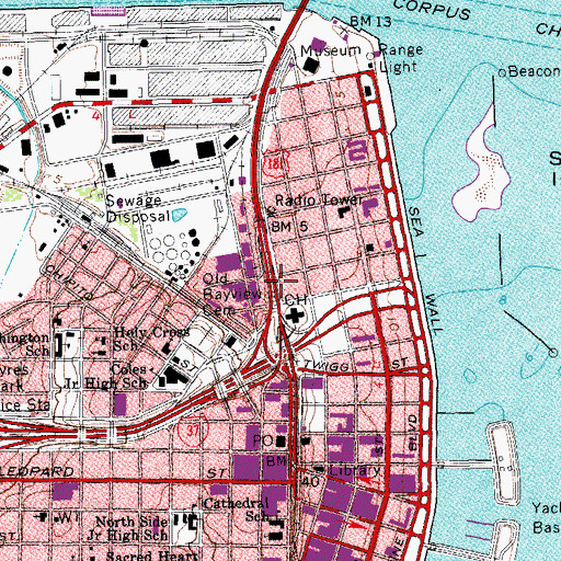 Topographic Map of Corpus Christi Fire Department Station 1, TX