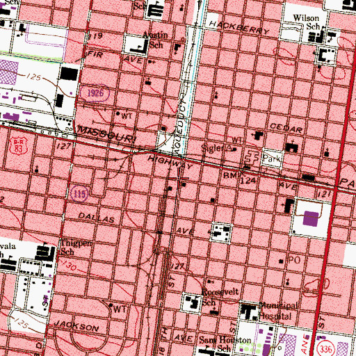 Topographic Map of McAllen Fire Department Central Station, TX