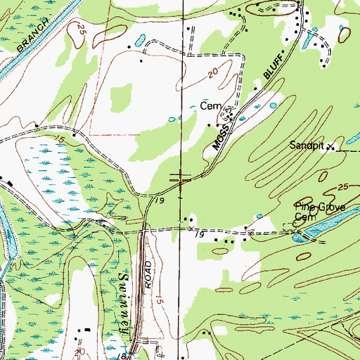 Topographic Map of Moss Bluff Volunteer Fire Department Station 2, TX