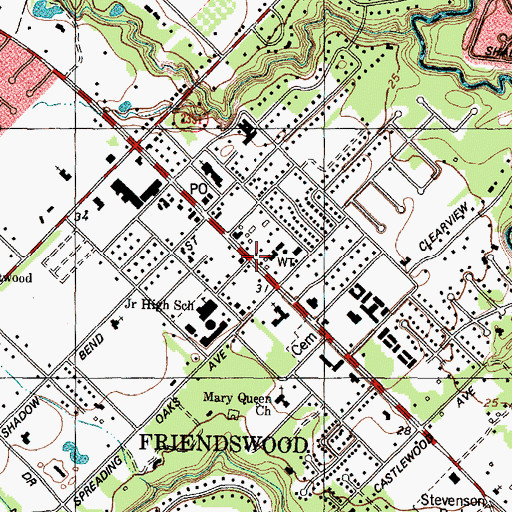 Topographic Map of Friendswood Fire Marshal's Office, TX