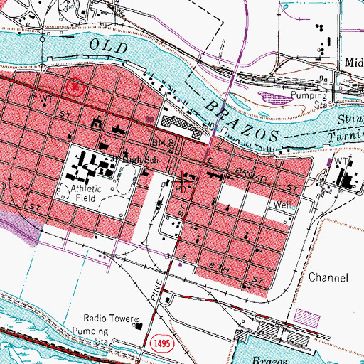 Topographic Map of Freeport Fire Department / Emergency Medical Services, TX
