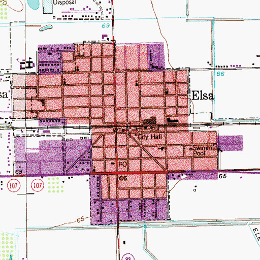 Topographic Map of Elsa Fire Department, TX