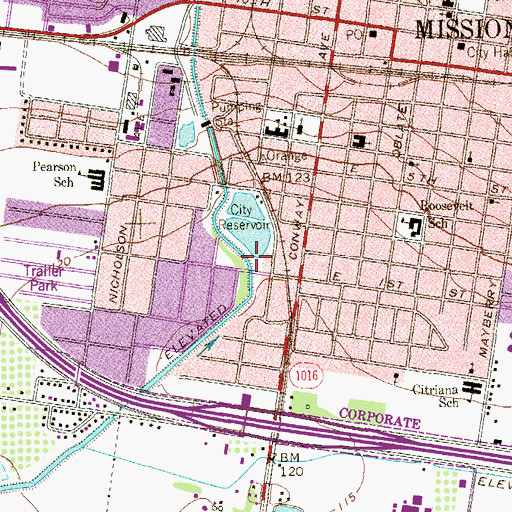 Topographic Map of Mission Fire Department Station 2, TX