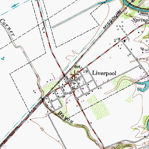 Topographic Map of Liverpool Volunteer Fire Department, TX