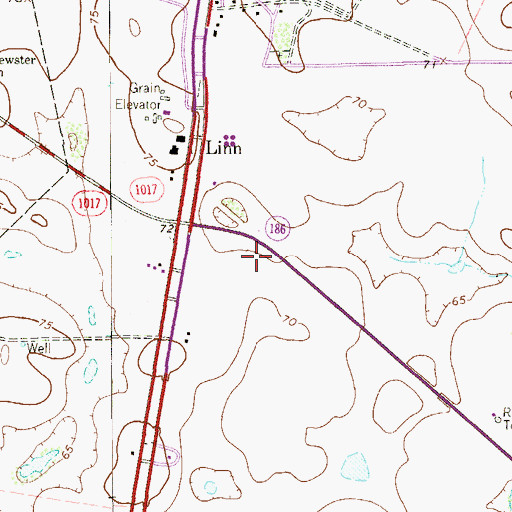 Topographic Map of Linn San Manuel Volunteer Fire Department, TX