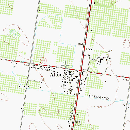 Topographic Map of Alton Volunteer Fire Department, TX