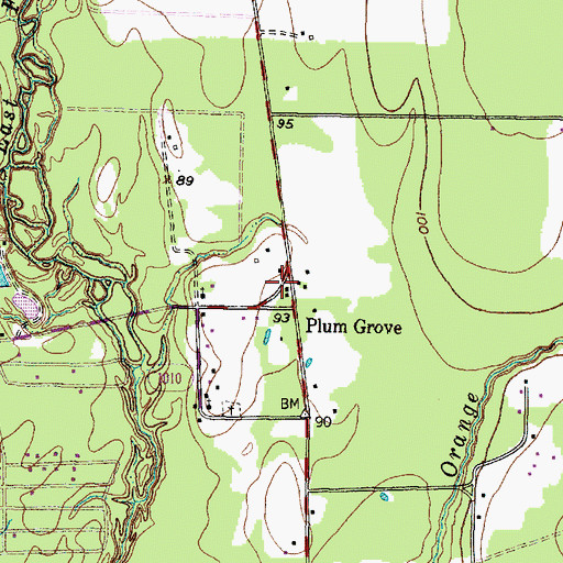 Topographic Map of Plum Grove Volunteer Fire Department, TX