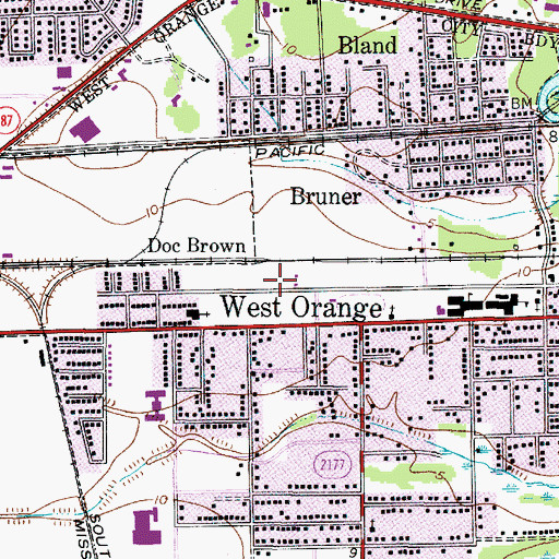 Topographic Map of West Orange Volunteer Fire Department, TX