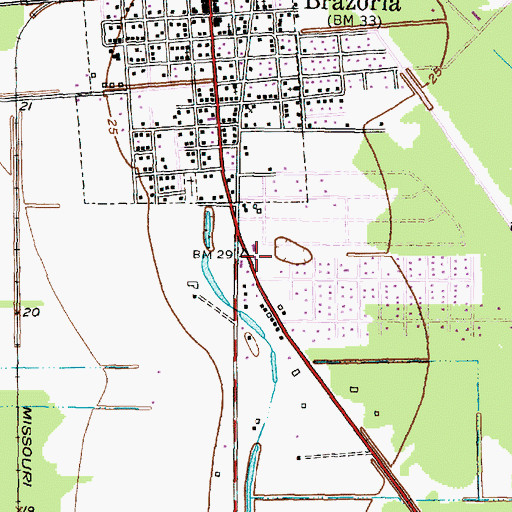 Topographic Map of Brazoria Fire Department Station 2, TX