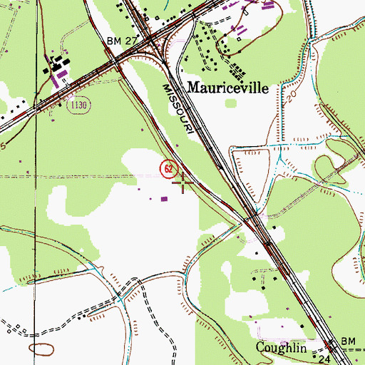 Topographic Map of Mauriceville Volunteer Fire Department, TX