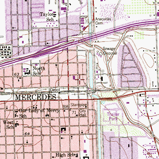 Topographic Map of Mercedes Fire Department, TX