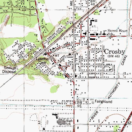 Topographic Map of Crosby Volunteer Fire Department Station 1, TX